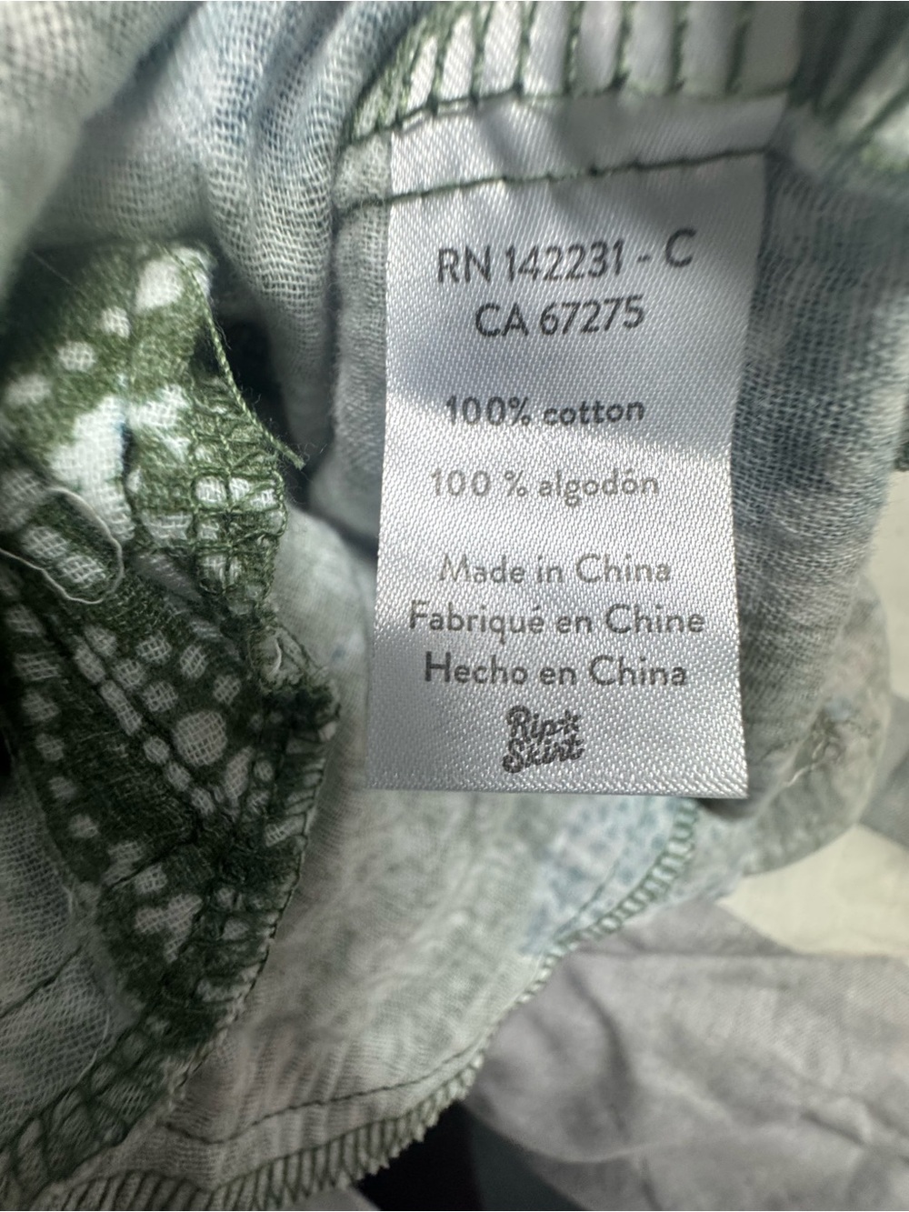 RipSkirt Hawaii Popover Tunic Top M Green Floral 100% Cotton Gauze Travel Resort - Picture 6 of 8